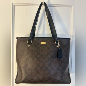 Coach Dark Brown and Black Tote Bag